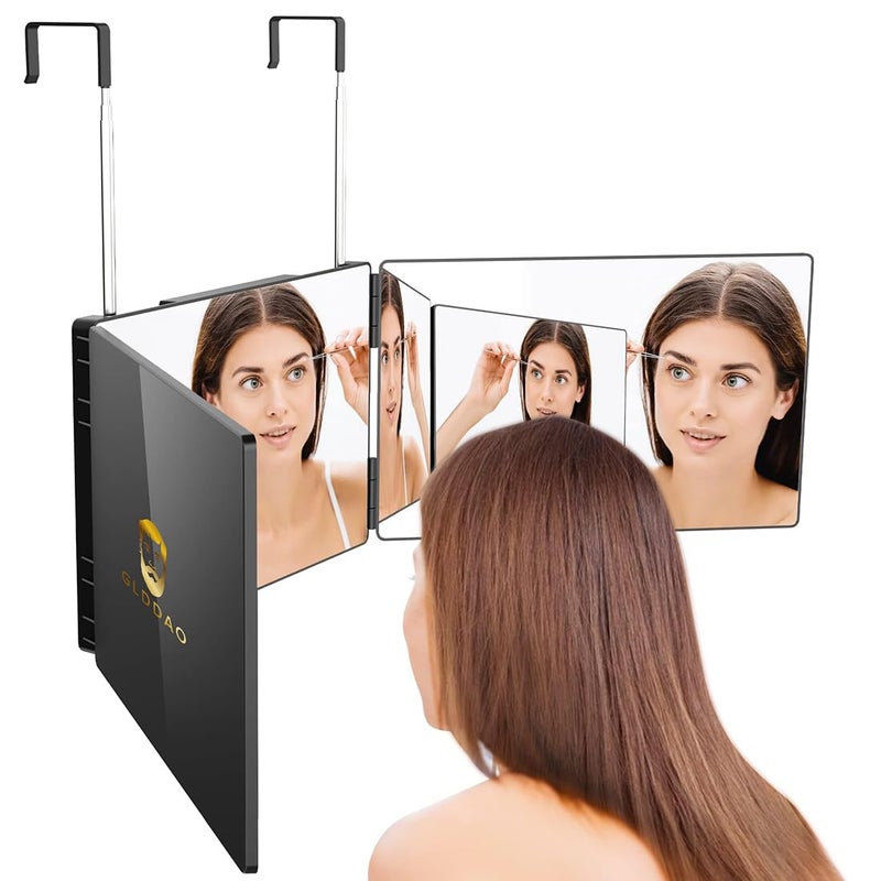 GLDDAO 3 Way Mirror for Self Hair Cutting 360 Trifold Barber Mirrors 3 Sided Makeup Mirror to See Back of Head Used for Hair Coloring Braiding DIY Haircut Tool are Good Gifts for Men Women - Image 1