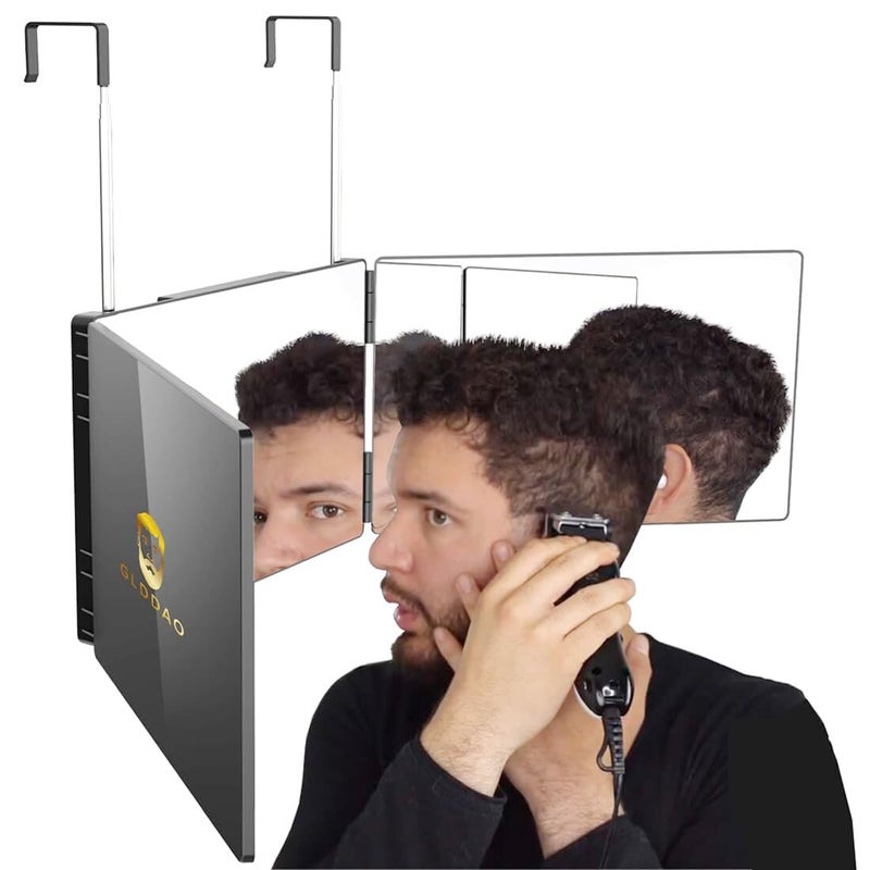 GLDDAO 3 Way Mirror for Self Hair Cutting 360 Trifold Barber Mirrors 3 Sided Makeup Mirror to See Back of Head Used for Hair Coloring Braiding DIY Haircut Tool are Good Gifts for Men Women - Image 4