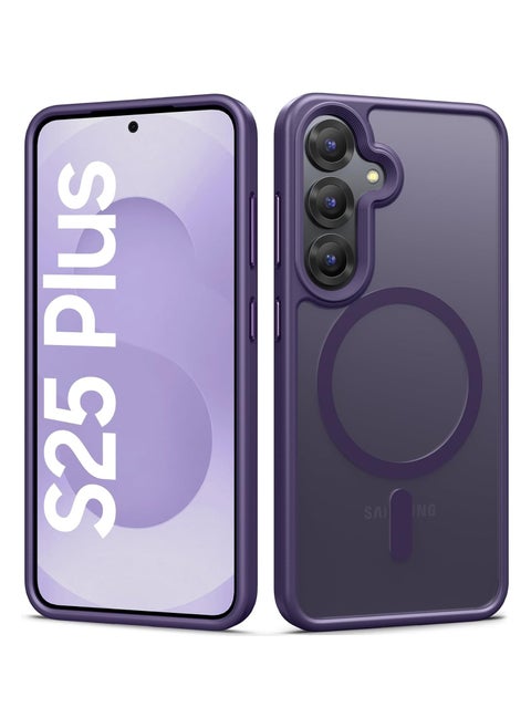 Magnetic Case for Samsung Galaxy S25 Plus 5G 6.7inch, Translucent Matte Back, Shockproof Magnetic Case Compatible with MagSafe, for Samsung Galaxy S25 Plus (Deep Purple)