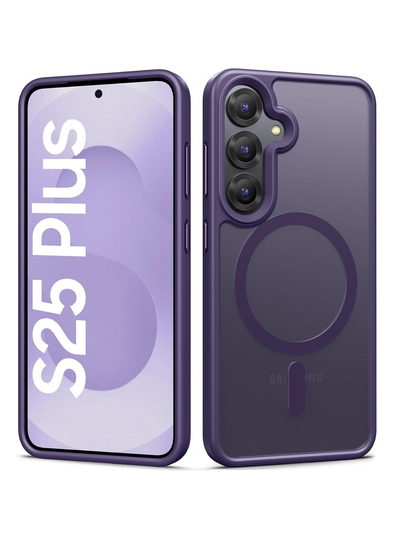 Magnetic Case for Samsung Galaxy S25 Plus 5G 6.7inch, Translucent Matte Back, Shockproof Magnetic Case Compatible with MagSafe, for Samsung Galaxy S25 Plus (Deep Purple)