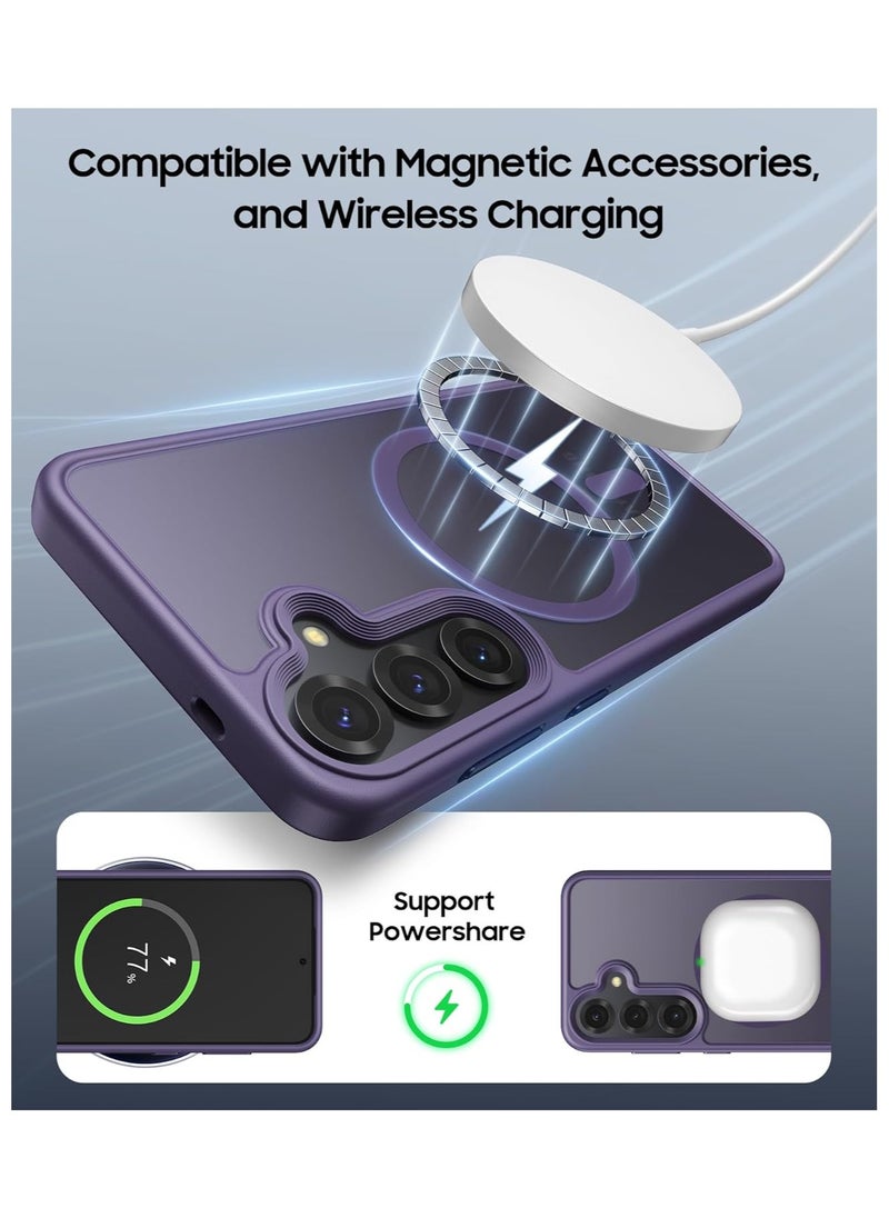 Magnetic Case for Samsung Galaxy S25 Plus 5G 6.7inch, Translucent Matte Back, Shockproof Magnetic Case Compatible with MagSafe, for Samsung Galaxy S25 Plus (Deep Purple)