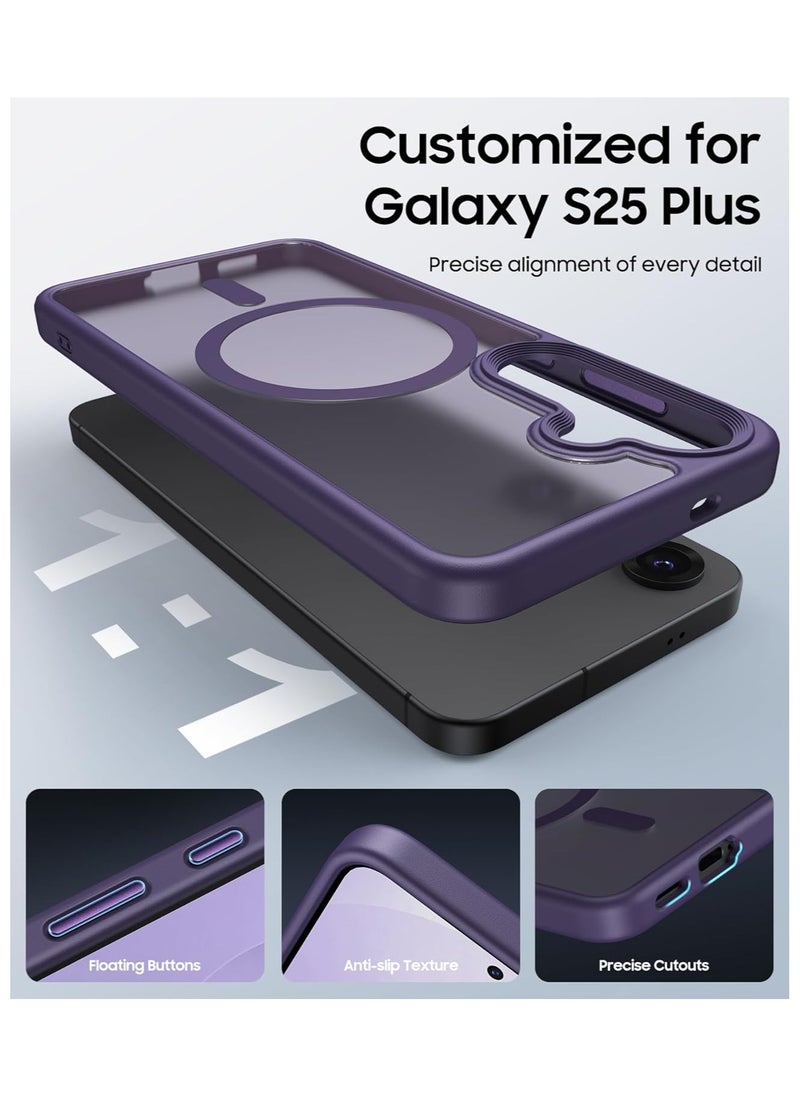 Magnetic Case for Samsung Galaxy S25 Plus 5G 6.7inch, Translucent Matte Back, Shockproof Magnetic Case Compatible with MagSafe, for Samsung Galaxy S25 Plus (Deep Purple)