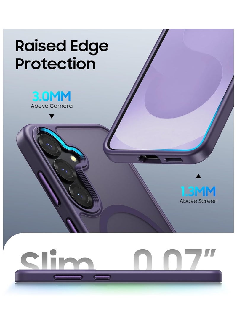 Magnetic Case for Samsung Galaxy S25 Plus 5G 6.7inch, Translucent Matte Back, Shockproof Magnetic Case Compatible with MagSafe, for Samsung Galaxy S25 Plus (Deep Purple)