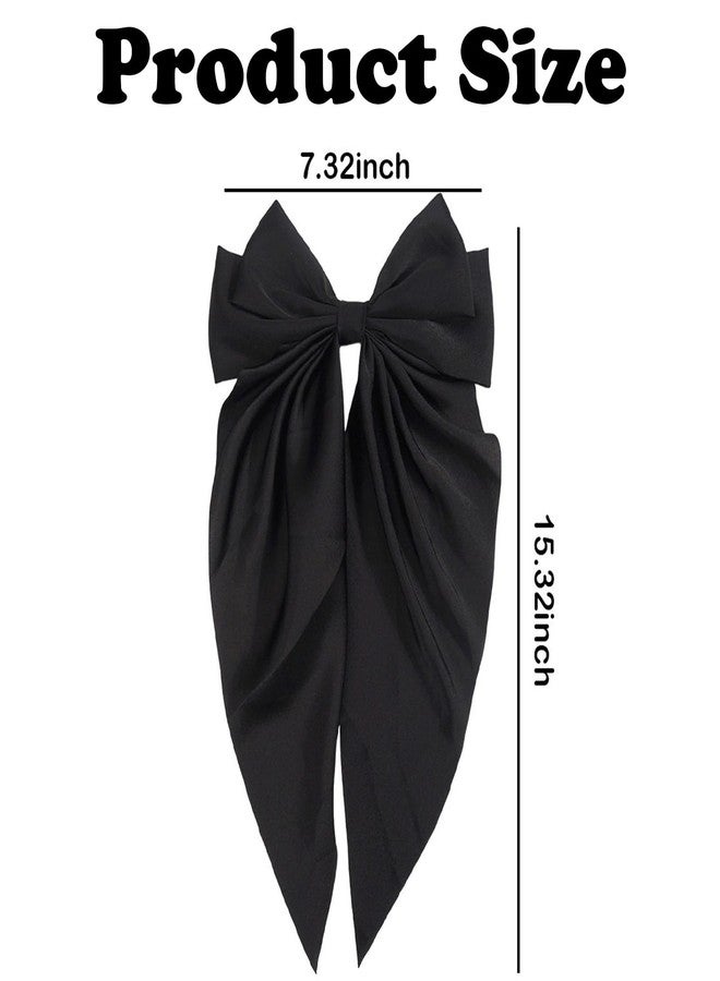 MHDGG 5Pcs Silky Satin Hair Bows for Women,5 Color Hair Bows Clips for Women Oversized Long Tail Hair Bows Hair Barrettes Hair Accessories Gifts Bowknot Aesthetic (Black White Pink Blue Rurple) - Image 5