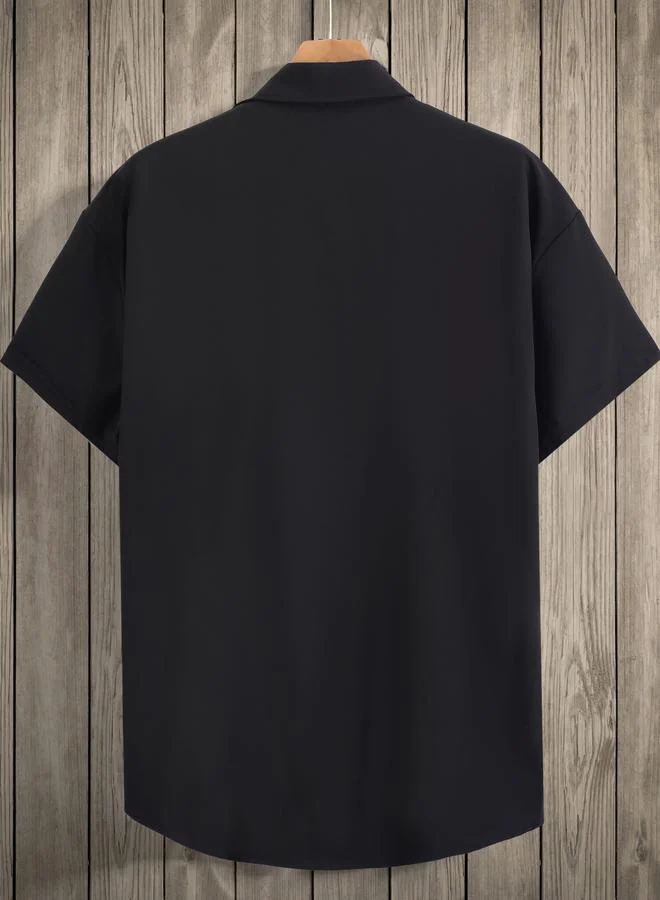 Take Two Men Plus Size Solid Shirt with Flap Pocket