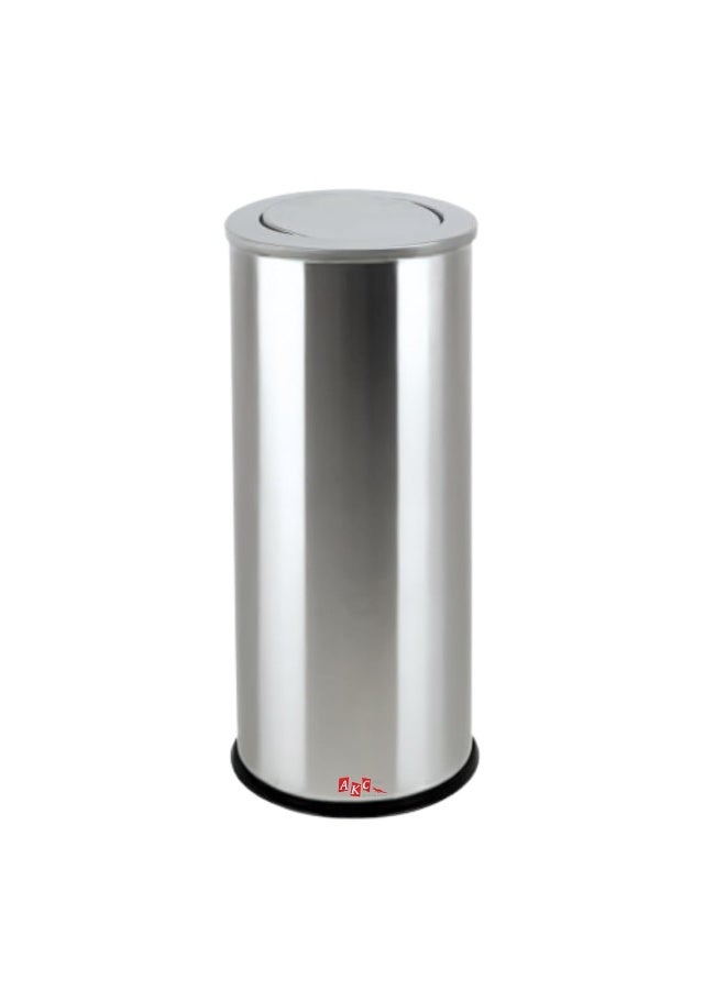 AKC سلة مهملات بغطاء متأرجح من الفولاذ المقاوم للصدأ 20 لتر/30 لتر - سلة نفايات عصرية مقاومة لبصمات الأصابع للمكاتب والأماكن التجارية والعامة، سهلة الاستخدام بدون لمس، تصميم متين وموفر للمساحة (30 لتر) - Image 1