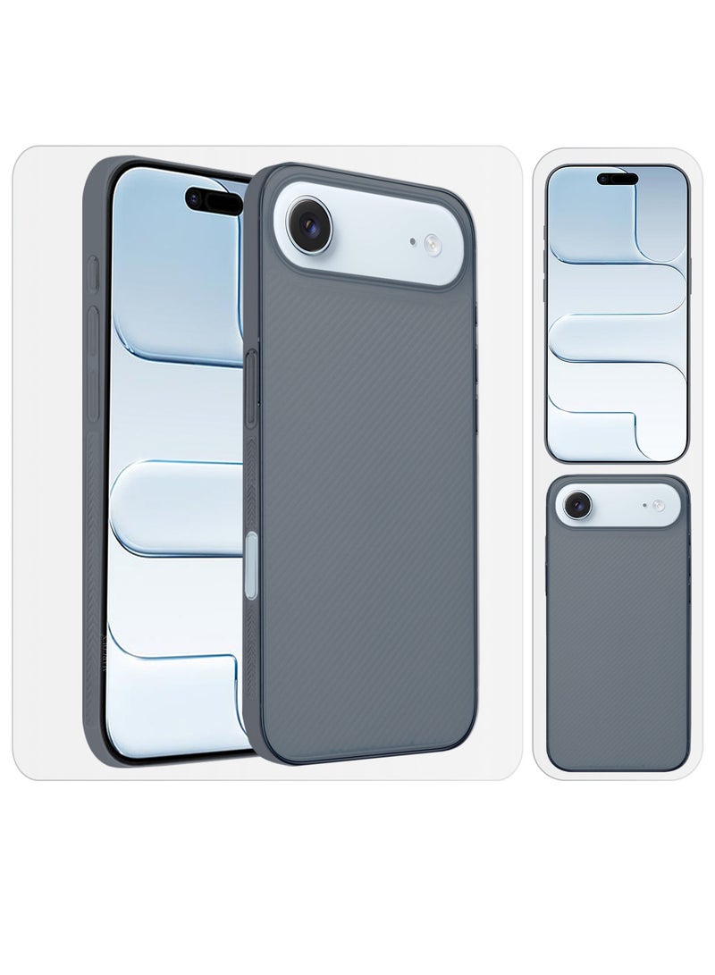 CATANES 2 Packs Case Cover for iPhone 17 Air - Sturdy Durable Ultra-Thin Case - Air Skin Line Design Transparent Back Cover - Drop Protection Cover  with 3D Screen Protector - Midnight Blue - Image 5