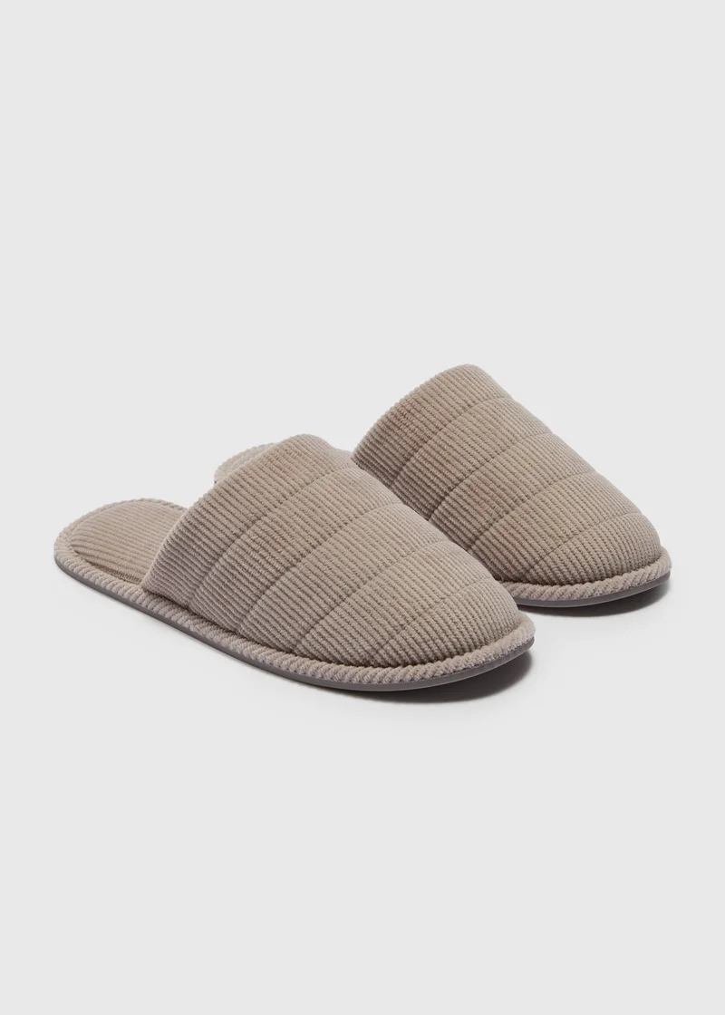 Matalan Grey Cord Closed Toe Slippers