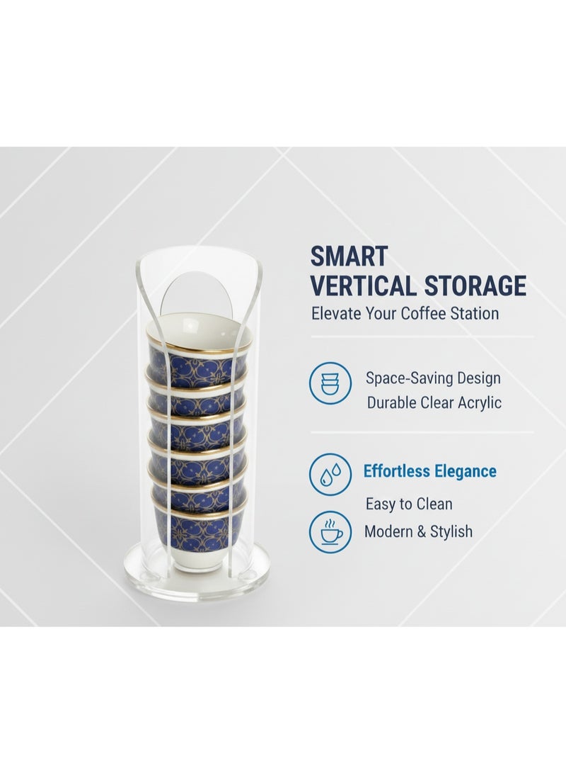 Bayti H.H. Traditional Finjan Coffee Cup Holder Stand Display Rack – Clear Acrylic Organizer for Arabic & Turkish Coffee Cups, Elegant Countertop Display - Image 3