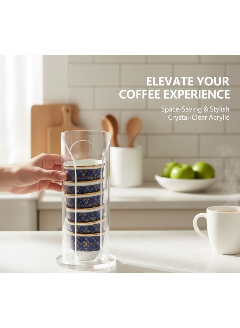 Bayti H.H. Traditional Finjan Coffee Cup Holder Stand Display Rack – Clear Acrylic Organizer for Arabic & Turkish Coffee Cups, Elegant Countertop Display - Image 2
