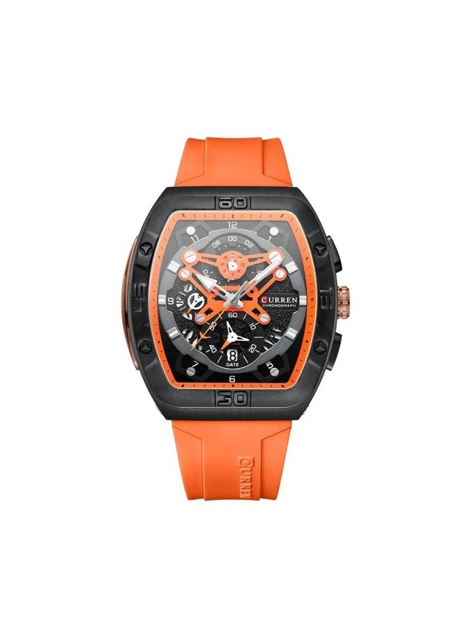 CURREN - CURREN 8443 Men's Waterproof Quartz Calendar Tape Multifunctional Watch Men's Watch Silicone Band With Orrignal Cureen Box - Image 1
