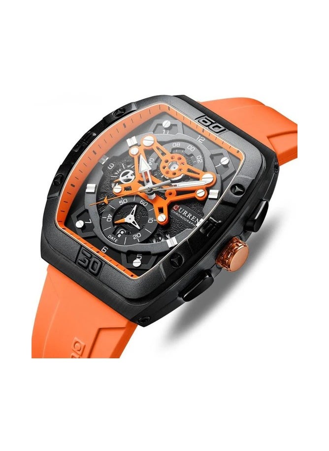 CURREN - CURREN 8443 Men's Waterproof Quartz Calendar Tape Multifunctional Watch Men's Watch Silicone Band With Orrignal Cureen Box - Image 1
