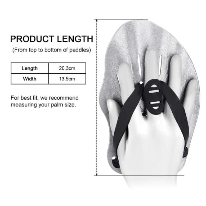 Swim Training Paddles for All Levels – Adjustable Comfort Straps Lightweight Polypropylene Hand Paddles for Men Women Silver Grey - Image 1