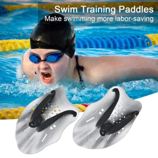 Swim Training Paddles for All Levels – Adjustable Comfort Straps Lightweight Polypropylene Hand Paddles for Men Women Silver Grey - Image 3