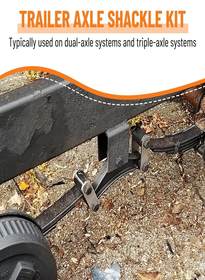 Racewill 2 Packs Tandem Axle Trailer Shackles Kit: Trailer Shackles with Trailer Shackle Bolts, 2-5/8" Trailer Shackle Straps (262), Used On Dual-Axle Systems And All Triple-Axle Systems - Image 2