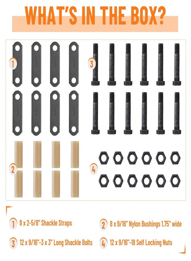 Racewill 2 Packs Tandem Axle Trailer Shackles Kit: Trailer Shackles with Trailer Shackle Bolts, 2-5/8" Trailer Shackle Straps (262), Used On Dual-Axle Systems And All Triple-Axle Systems - Image 5