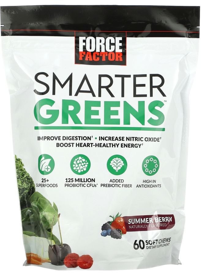 Force Factor Smarter Greens Summer Berry 60 Soft Chews