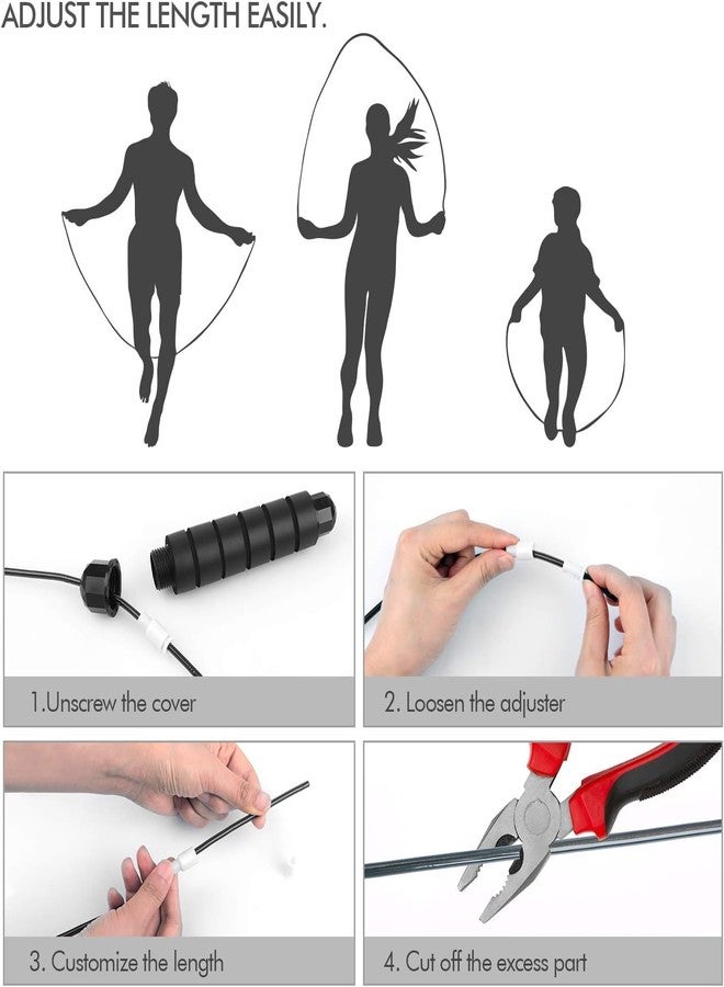 AMIFIT Jump Rope, Tangle-Free Rapid Speed Jumping Rope Cable with Ball Bearings for Women, Men, and Kids, Adjustable Steel Jump Rope Workout with Foam Handles for Fitness, Home Exercise & Slim Body (Black) - Image 4