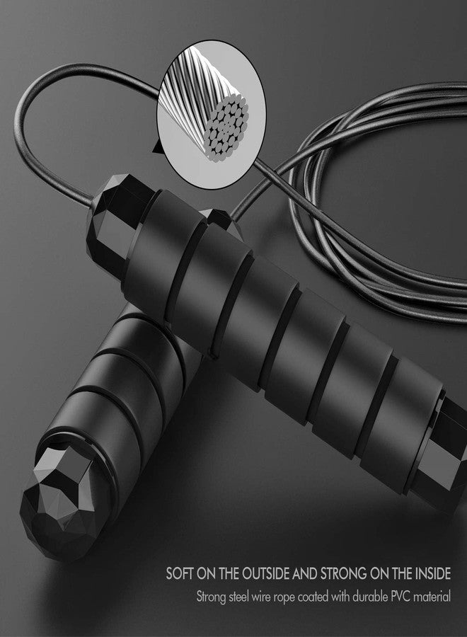 AMIFIT Jump Rope, Tangle-Free Rapid Speed Jumping Rope Cable with Ball Bearings for Women, Men, and Kids, Adjustable Steel Jump Rope Workout with Foam Handles for Fitness, Home Exercise & Slim Body (Black) - Image 3