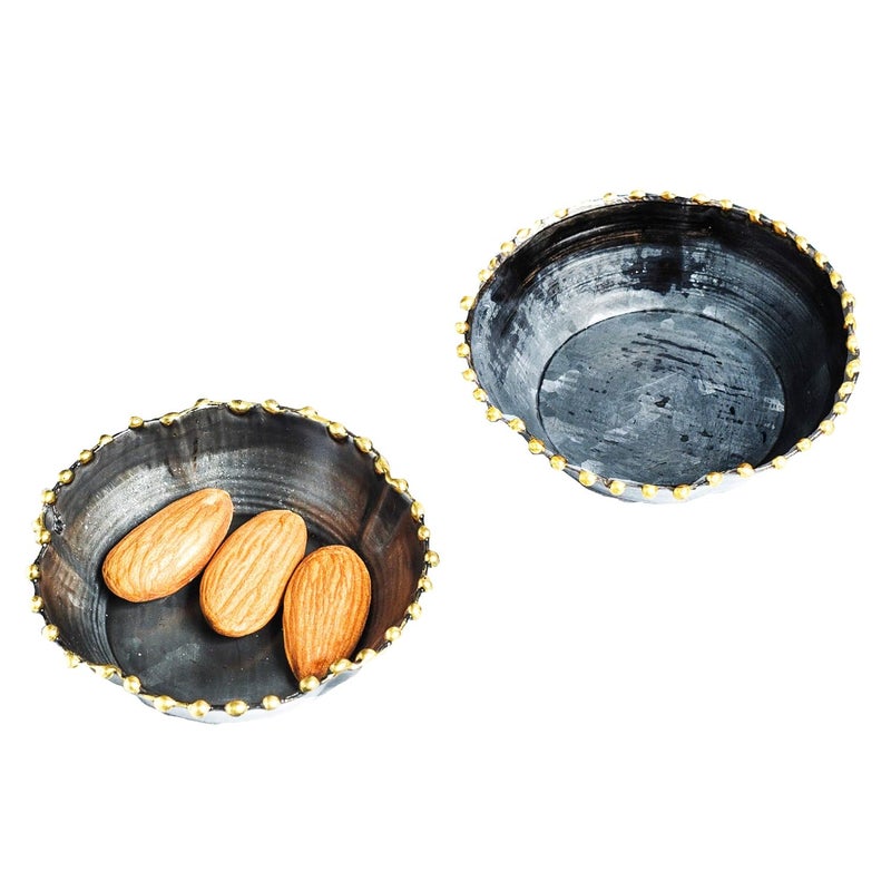 Elan Elan Kesar Bowl For Nuts Olives Condiments Set of 2 Extra Small Black 