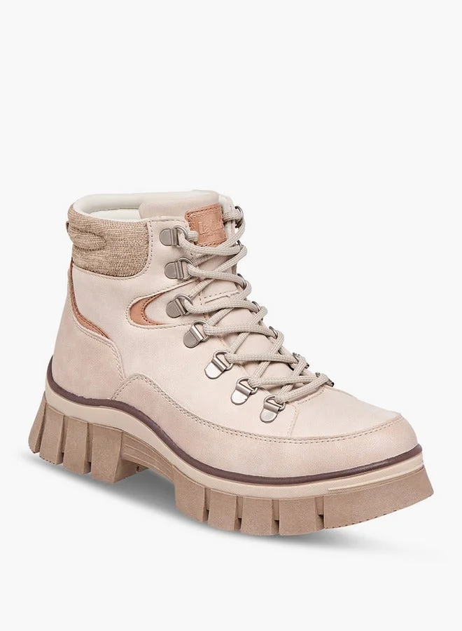 لي كوبر بوت نسائي بكعب عريض من الدانتيل