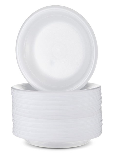 50 Pcs Disposable Round Foam Plates 10 inches White