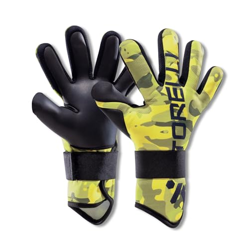 Storelli Challenger Goalkeeper Gloves Youth Soccer Gloves Enhanced Protection Adjustable Superior Grip Unisex Yellow Camo Size 4 - Image 1