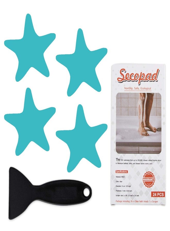 Secopad Anti Slip Shower Stickers Safety Bathtub Strips Adhesive Decals with Premium Scraper (Blue) - Image 1
