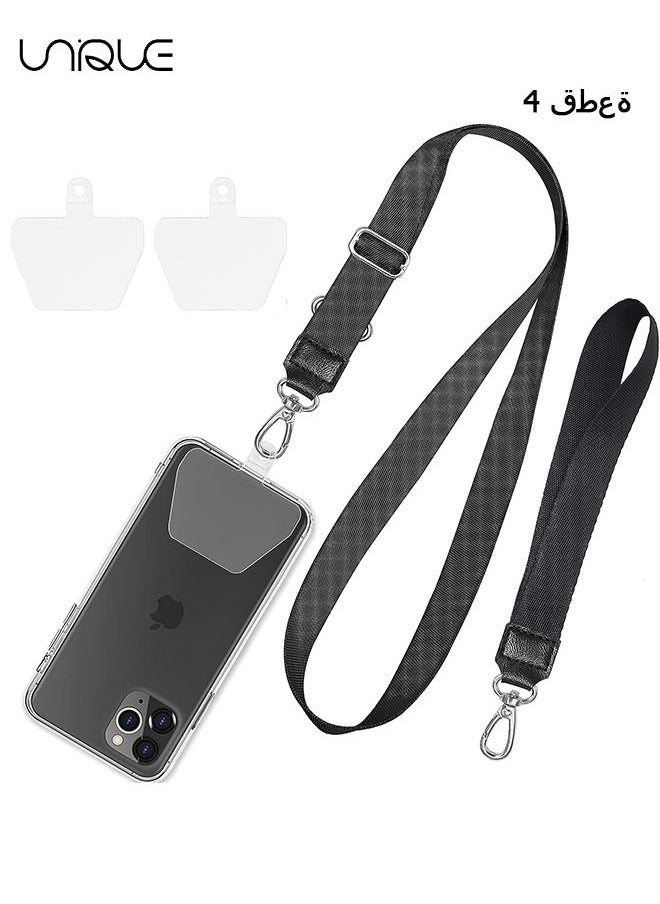 Unique - Phone Lanyard, Adjustable Crossbody Around Neck Lanyard and Wrist Strap Tether Phone Charms with 2 Sticky Pads Compatible for iPhone,Samsung Galaxy and All Smartphones-Black - Image 1