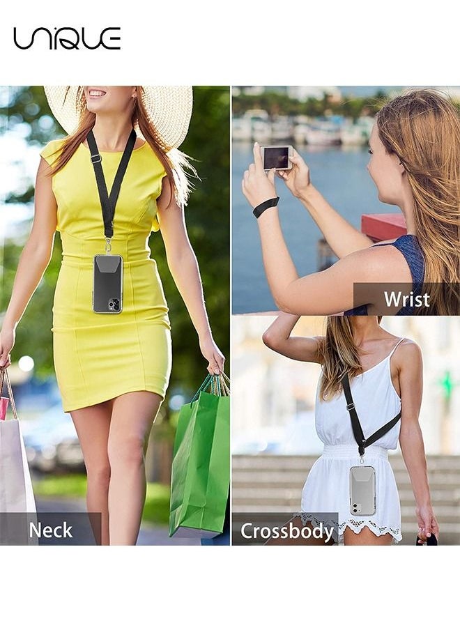 Unique - Phone Lanyard, Adjustable Crossbody Around Neck Lanyard and Wrist Strap Tether Phone Charms with 2 Sticky Pads Compatible for iPhone,Samsung Galaxy and All Smartphones-Black - Image 1