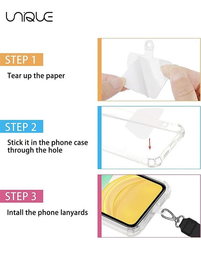 Unique - Phone Lanyard, Adjustable Crossbody Around Neck Lanyard and Wrist Strap Tether Phone Charms with 2 Sticky Pads Compatible for iPhone,Samsung Galaxy and All Smartphones-Black - Image 1