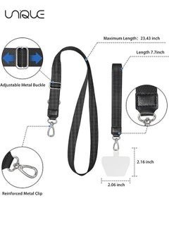 Unique Phone Lanyard, Adjustable Crossbody Around Neck Lanyard and Wrist Strap Tether Phone Charms with 2 Sticky Pads Compatible for iPhone,Samsung Galaxy and All Smartphones-Black  - Image 2