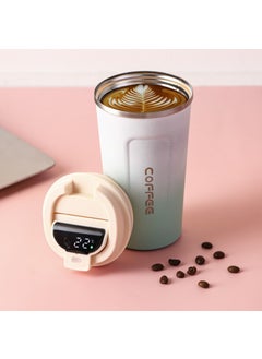 New gradient coffee cup double-layer stainless steel vacuum cup high-looking smart temperature car water Cup wholesale printing Gradient White-smart Gradient White-smart