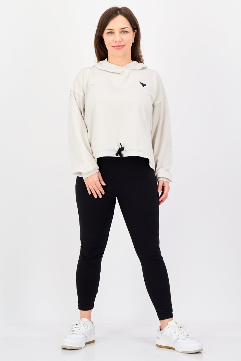 UNDER ARMOUR Women Loose Fit Long Sleeve Outdoor Hoodie, Beige - Image 3