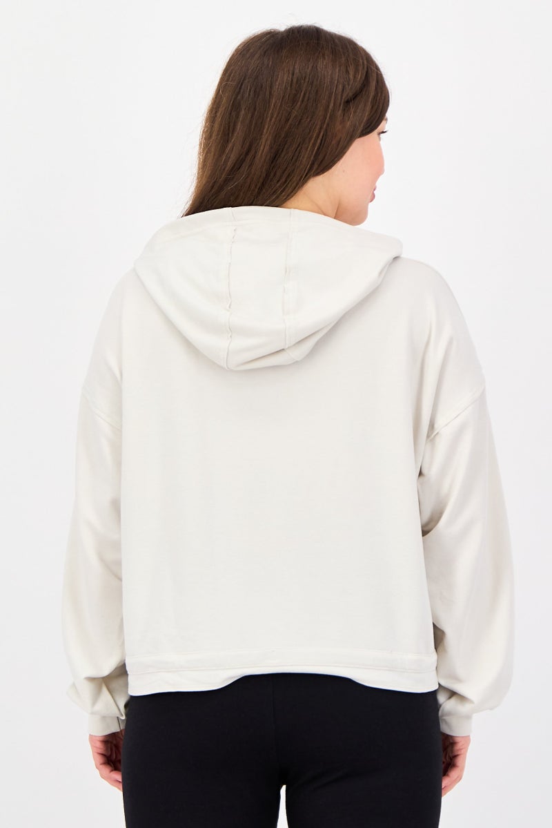 UNDER ARMOUR Women Loose Fit Long Sleeve Outdoor Hoodie, Beige - Image 4