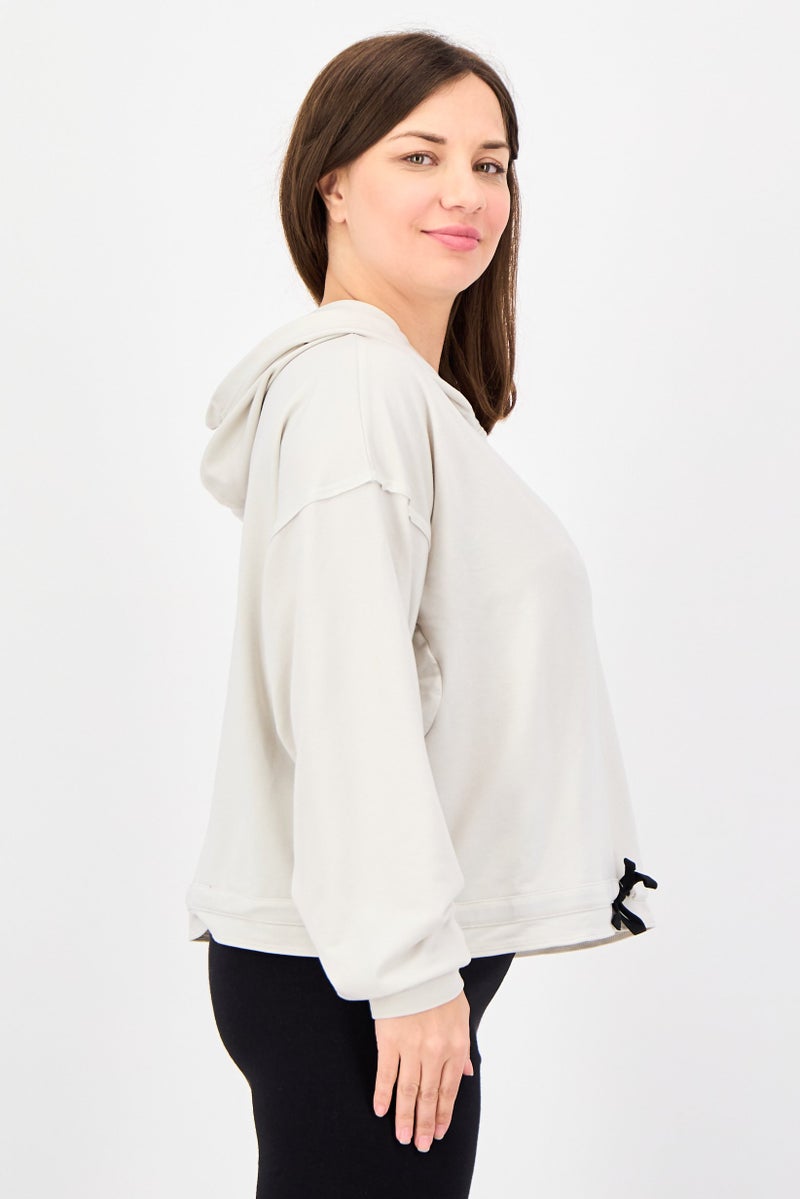 UNDER ARMOUR Women Loose Fit Long Sleeve Outdoor Hoodie, Beige - Image 2