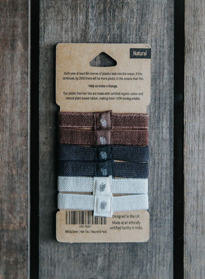Wild Stone Wild & Stone | Pack of 6 Hair Bands | 100% Biodegradable and Plastic-Free Elastic Hair Ties | 100% Organic Cotton and Natural Plant-Based Rubber | No Crease Ponytail Holder (Natural) - Image 2