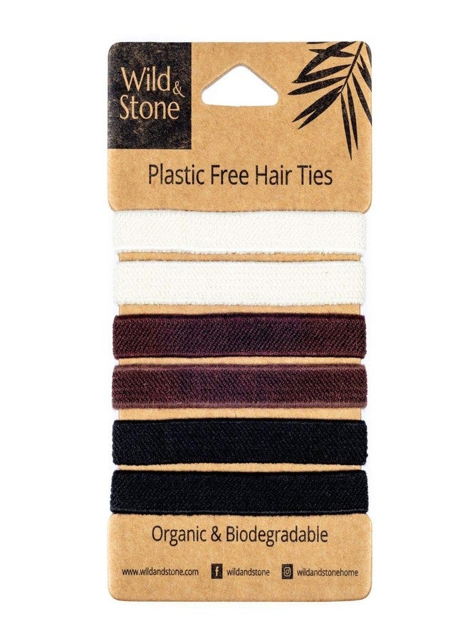 Wild Stone Wild & Stone | Pack of 6 Hair Bands | 100% Biodegradable and Plastic-Free Elastic Hair Ties | 100% Organic Cotton and Natural Plant-Based Rubber | No Crease Ponytail Holder (Natural) - Image 1