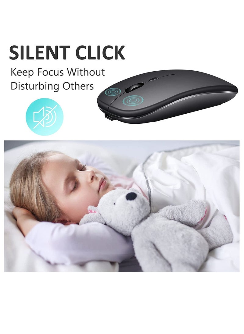 SYOSI - Wireless Mouse Rechargeable Compatible with Bluetooth Mouse 2.4G Slim Dual Mode Cordless Mouse 800/1200/1600 DPI Silent Computer Mice with USB Type C Receiver Compatible with PC Laptop - Image 1