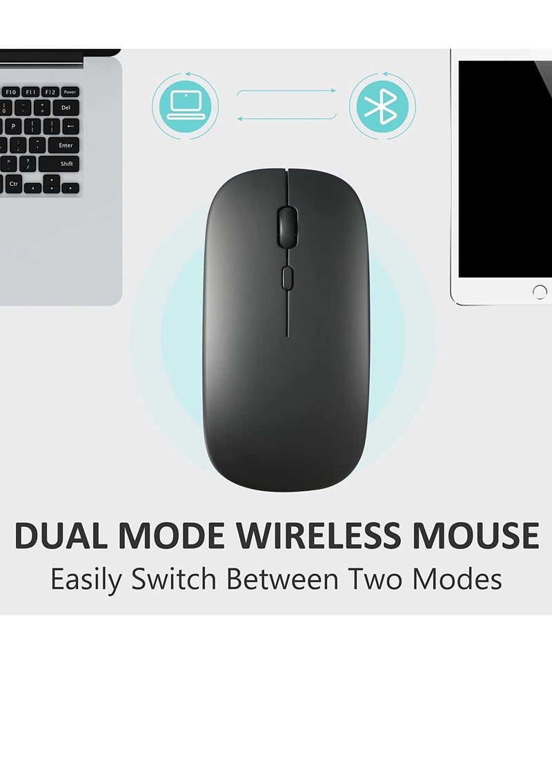 SYOSI - Wireless Mouse Rechargeable Compatible with Bluetooth Mouse 2.4G Slim Dual Mode Cordless Mouse 800/1200/1600 DPI Silent Computer Mice with USB Type C Receiver Compatible with PC Laptop - Image 1