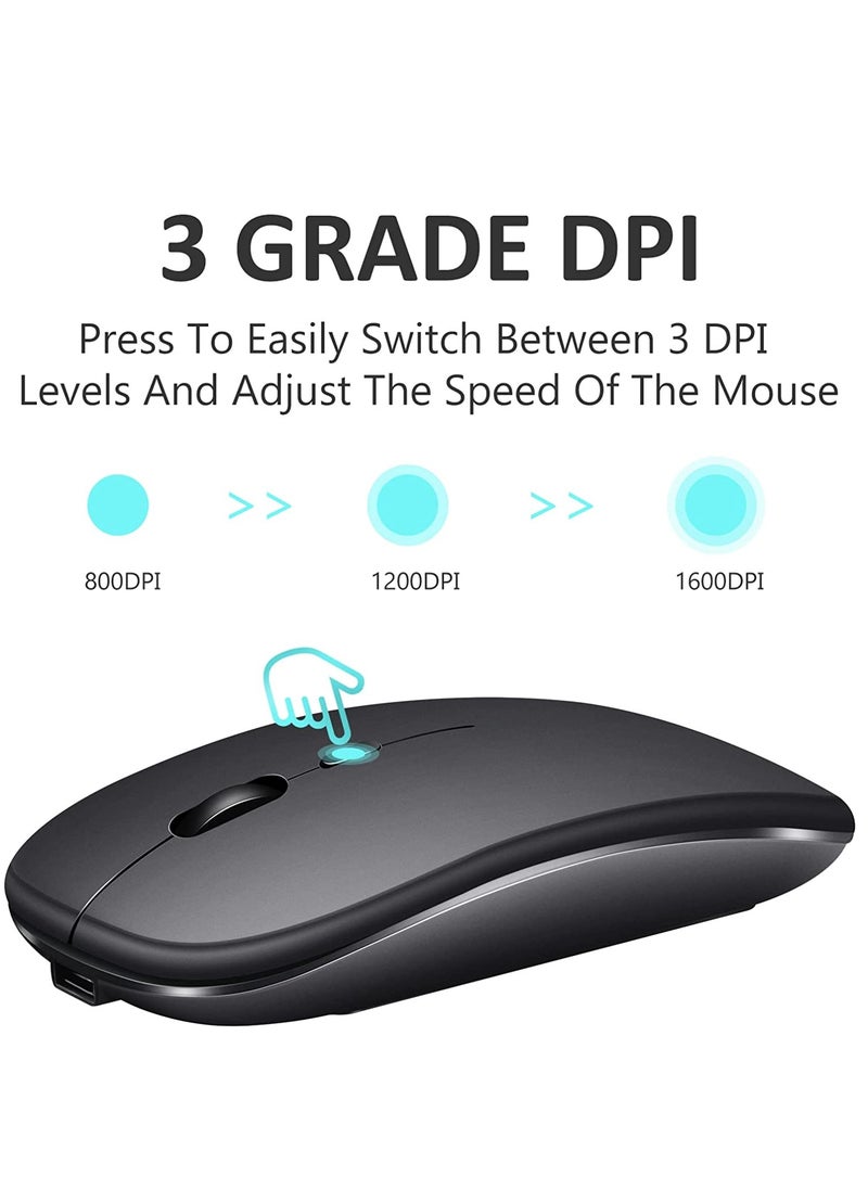 SYOSI - Wireless Mouse Rechargeable Compatible with Bluetooth Mouse 2.4G Slim Dual Mode Cordless Mouse 800/1200/1600 DPI Silent Computer Mice with USB Type C Receiver Compatible with PC Laptop - Image 1