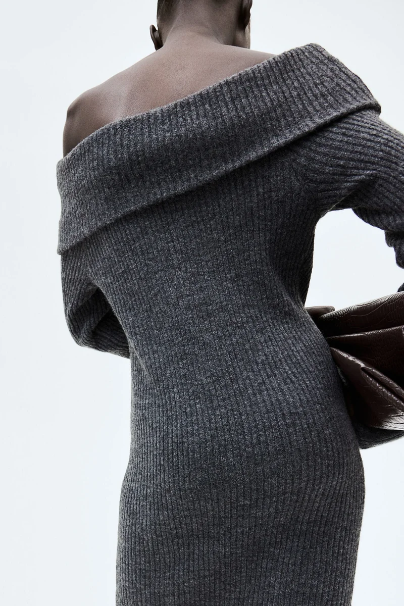 H&M Rib-Knit Off-The-Shoulder Dress