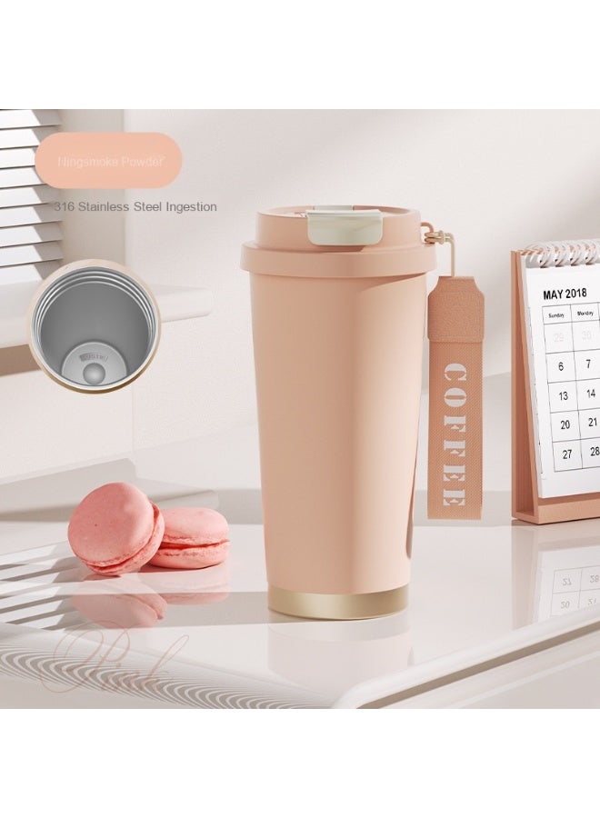 آنا أكواب قهوة وماء مزدوجة بسعة كبيرة مع مصاصة مصنوعة من الفولاذ المقاوم للصدأ 316 للاستخدام في السيارة - Image 1