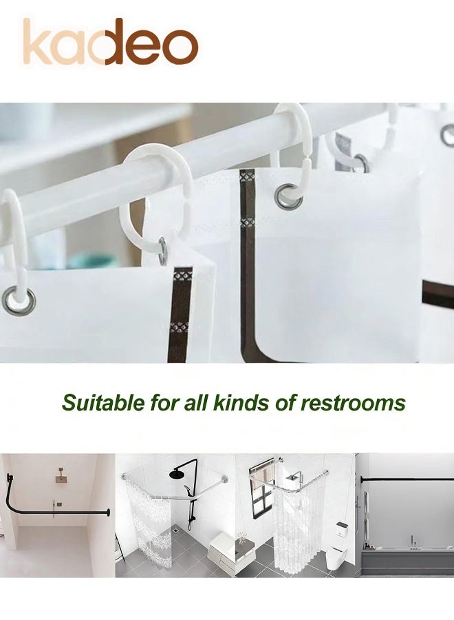 كاديو ستارة حمام من مادة EVA، بنقشة زهور بيضاء، ستارة حمام شفافة فاخرة، مزودة بحلقات معدنية مقاومة للصدأ وحلقة تعليق، مناسبة لكابينة الاستحمام وأحواض الاستحمام، ستارة حمام سميكة 180*180 سم - Image 5