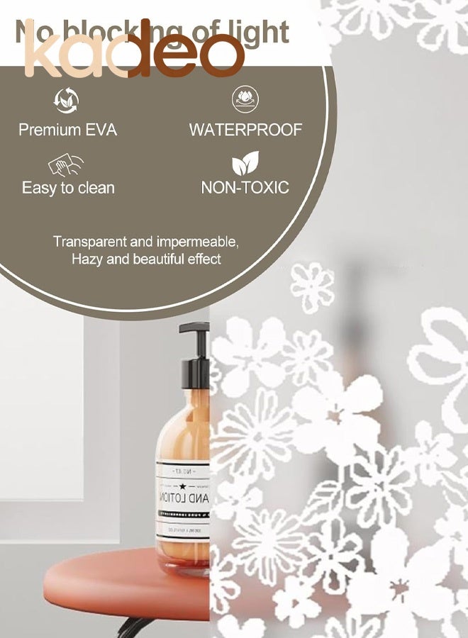 كاديو ستارة حمام من مادة EVA، بنقشة زهور بيضاء، ستارة حمام شفافة فاخرة، مزودة بحلقات معدنية مقاومة للصدأ وحلقة تعليق، مناسبة لكابينة الاستحمام وأحواض الاستحمام، ستارة حمام سميكة 180*180 سم - Image 4