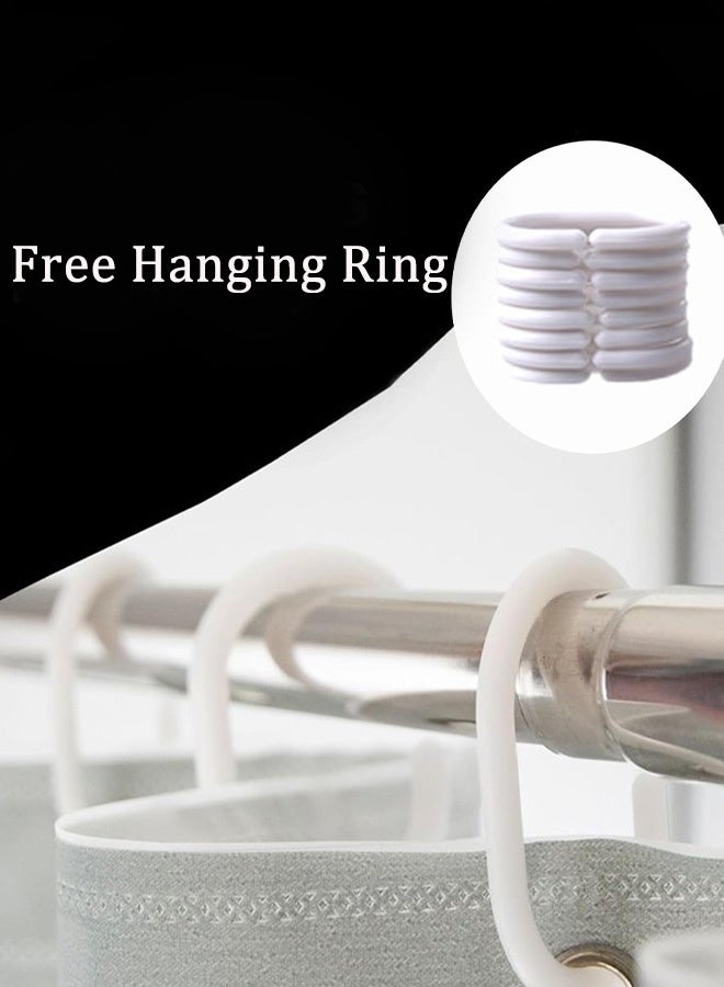 كاديو ستارة حمام من مادة EVA، بنقشة زهور بيضاء، ستارة حمام شفافة فاخرة، مزودة بحلقات معدنية مقاومة للصدأ وحلقة تعليق، مناسبة لكابينة الاستحمام وأحواض الاستحمام، ستارة حمام سميكة 180*180 سم - Image 3