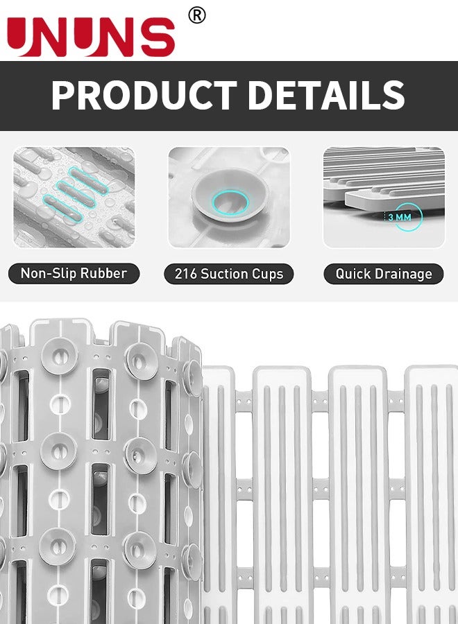 UNUNS Bathtub Shower Mat,Anti Slip Shower Mat With Suction Cups And Drain Holes,Rectangular Bathtub Mat For Bathroom,15.7x35.4inch - Image 2