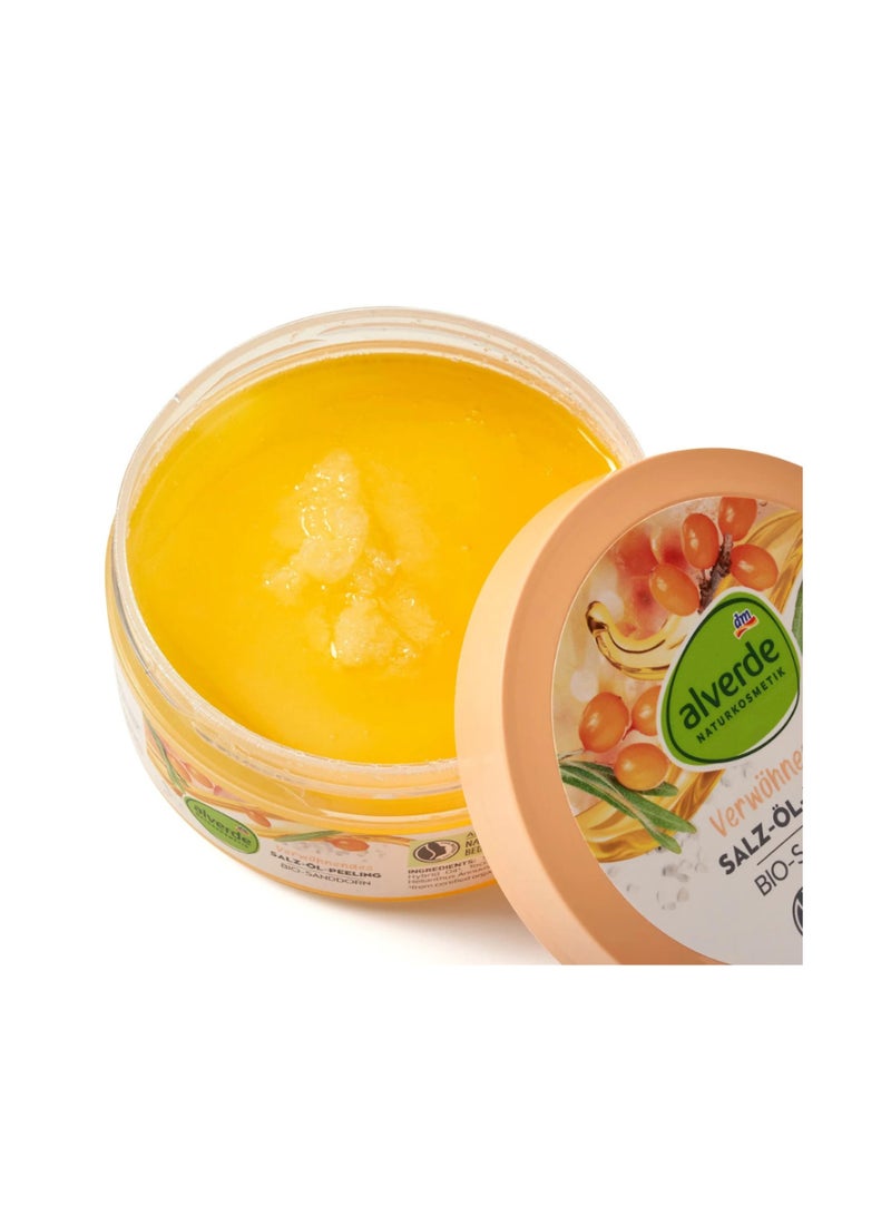 alverde Salt-Oil Body Scrub 250ml – alverde NATURKOSMETIK - Image 1