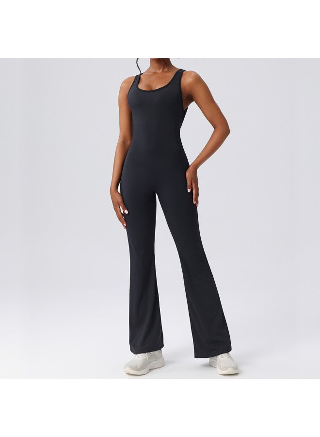 Yoga One-piece Clothes Wide-legged Slimming Back Slimming Yoga One-piece European And American Fitness Sportswear For Women