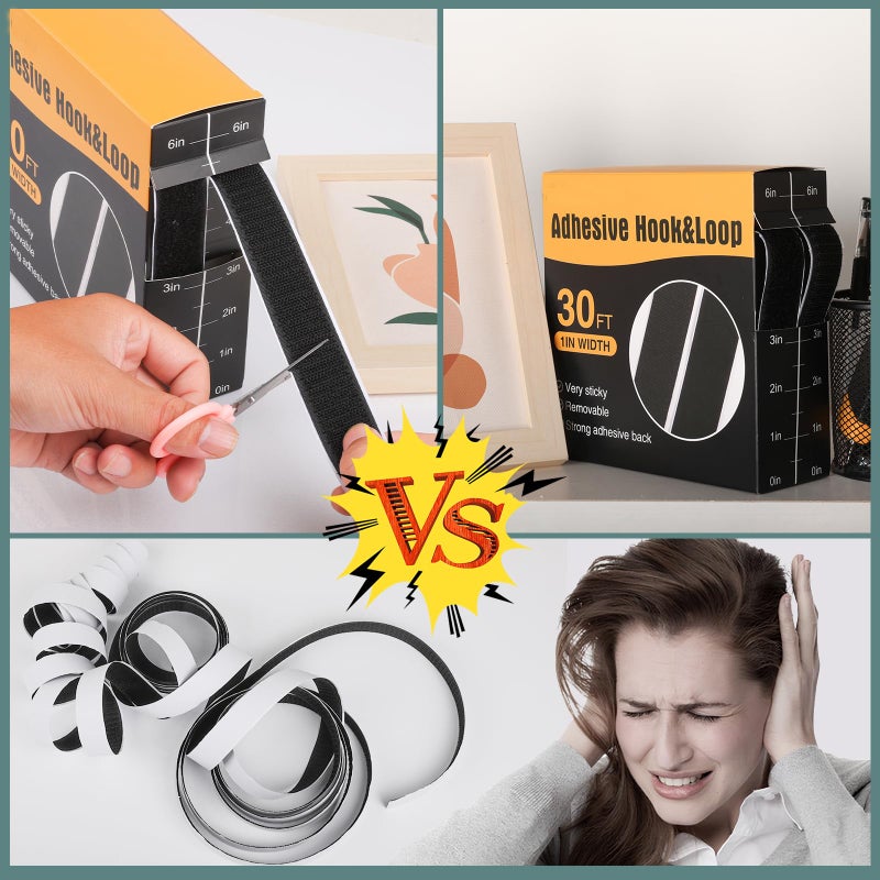 Navona 30Ft x 1 Inch Hook and Loop Strips with Adhesive â€“ 2 Rolls Heavy Duty Hook and Loop Tape with Backing for Home, Office, School, and Crafting Projects, Black - Image 5